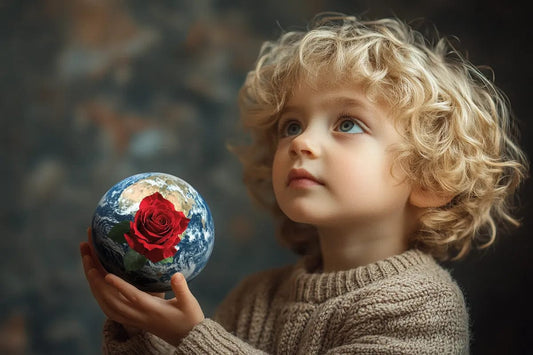 Tablou Canvas - Baietel cu Glob Elegant