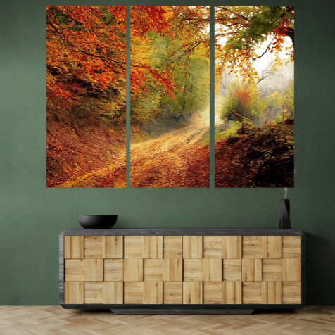 3 Tablouri canvas tip puzzle - Ulita de toamna - Zibo.ro