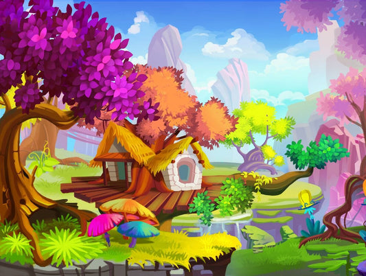 Tapet textil pentru camera copilului "Casuta din poveste" - 1,5 X 2 m