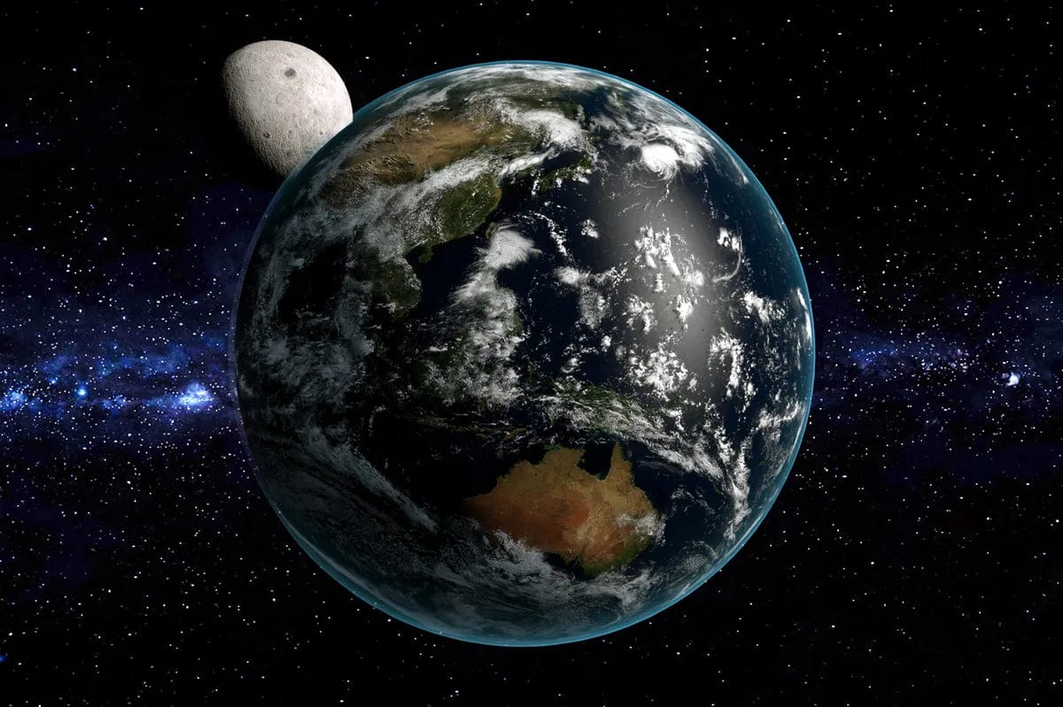 Tablou Canvas - Vedere Spatiala Planeta si Luna