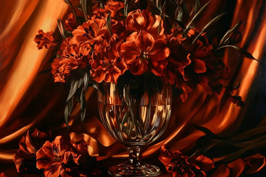 Tablou Canvas - Flori Rosu Aprins