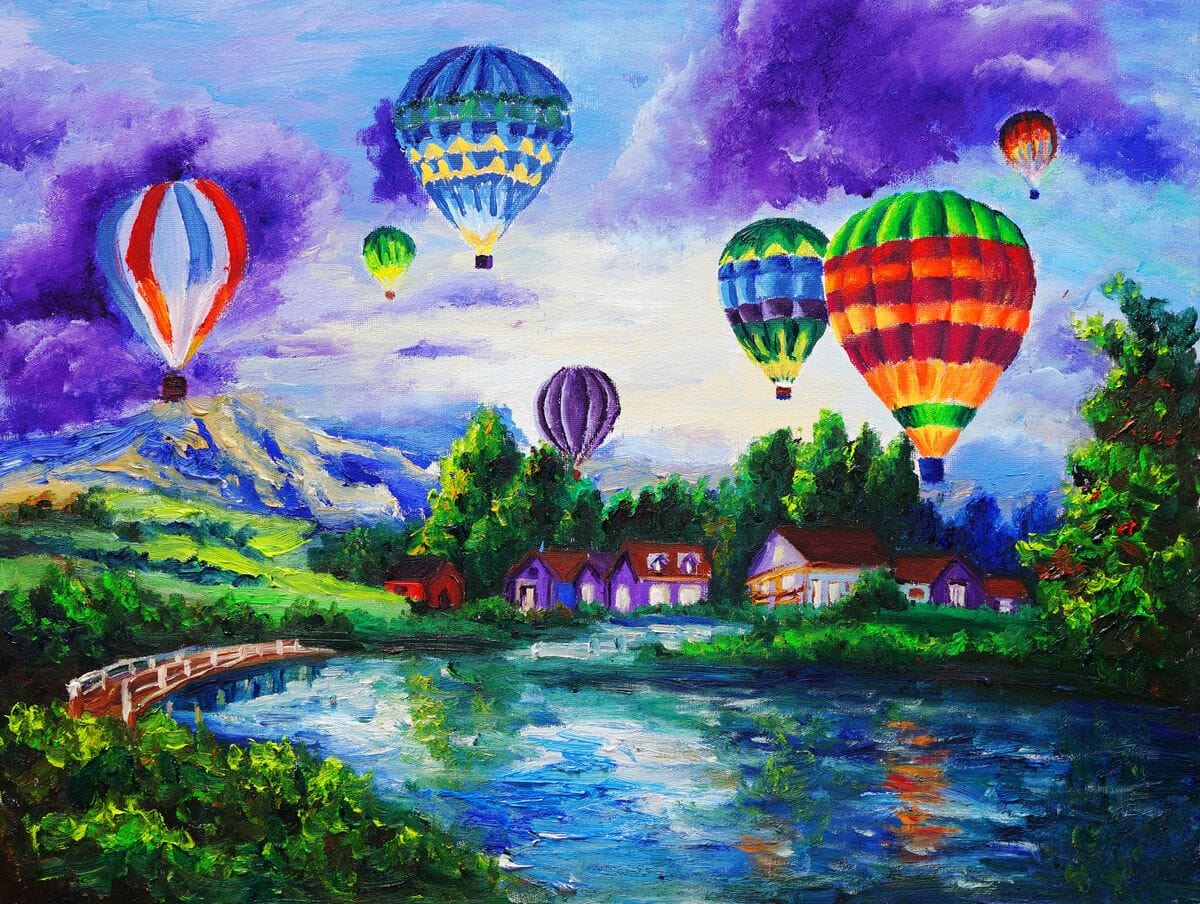 Tapet textil pentru camera copilului "Baloane colorate" - 1,5 X 2 m