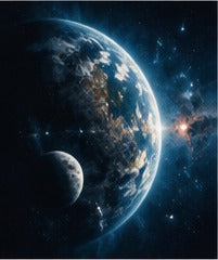 Tablou decorativ planete pe cer nocturn