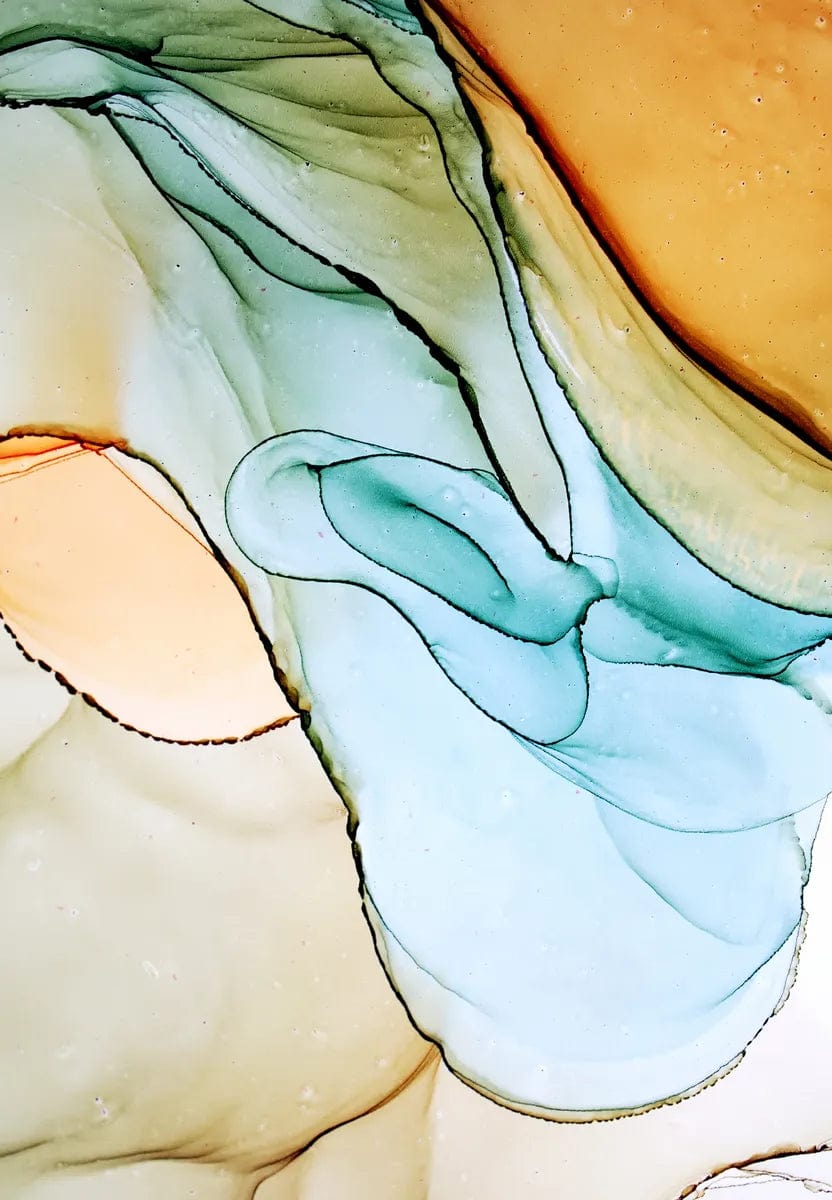 Tablou Canvas - Eleganta Vibranta: Cerneala Portocalie si Turcoaz