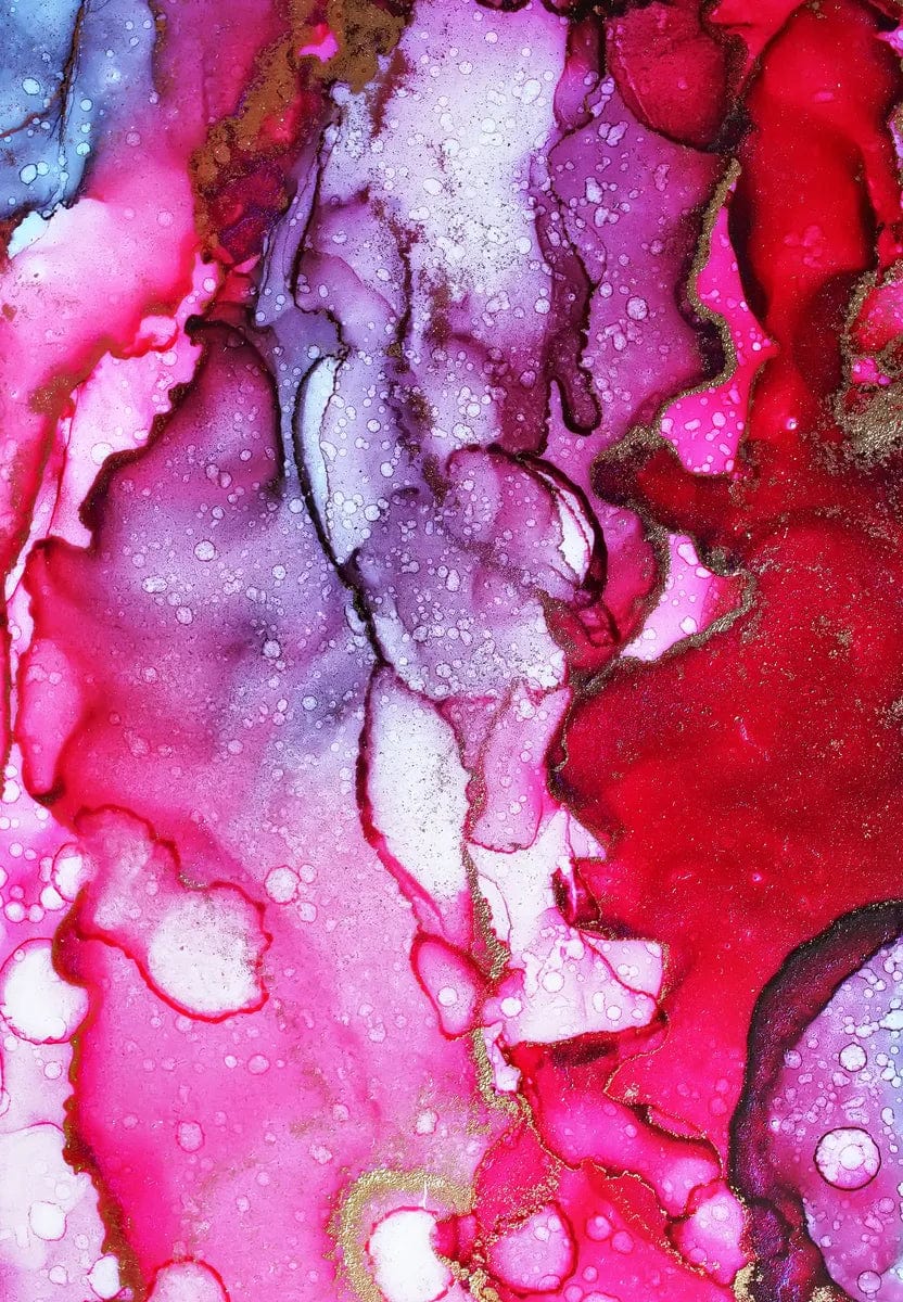 Tablou Canvas - Abstract Cerneala rosu Roz si Albastru