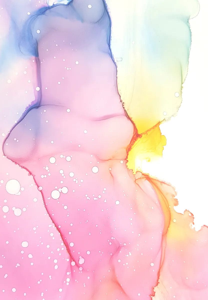 Tablou Canvas - Cerneala Roz, Albastru si Galben