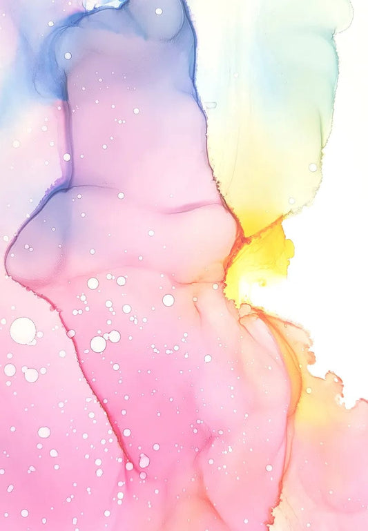 Tablou Canvas - Cerneala Roz, Albastru si Galben