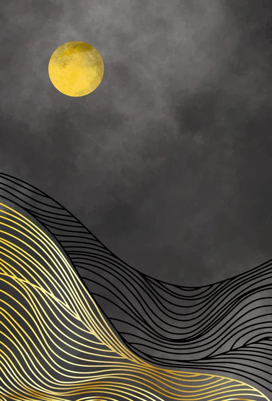 Tablou Canvas - Abstract Valuri Aurii