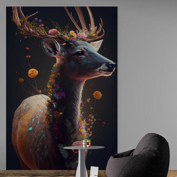 Tapet textil pentru camera copilului "A deer with flowers" -  1,5 X 2,2 m