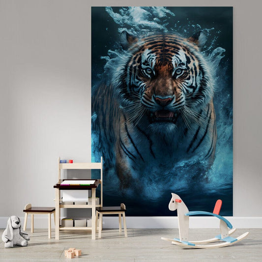 Tapet textil pentru camera copilului "Angry tiger" -  1,5 X 2,2 m