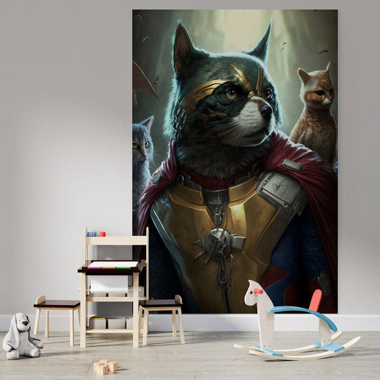 Tapet textil pentru camera copilului "A racoon in armour" -  1,5 X 2,2 m (Copy)