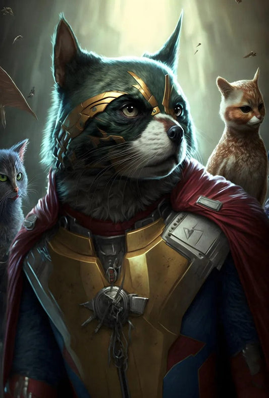 Tapet textil pentru camera copilului "A racoon in armour" - 1,5 X 2,2 m