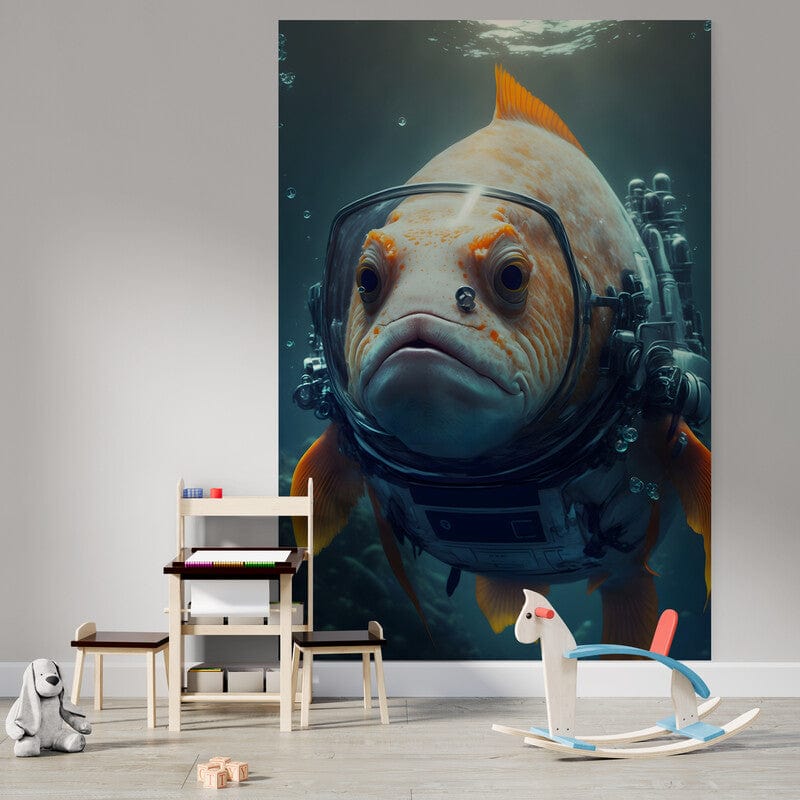Tapet textil pentru camera copilului "Astro fish" -  1,5 X 2,2 m