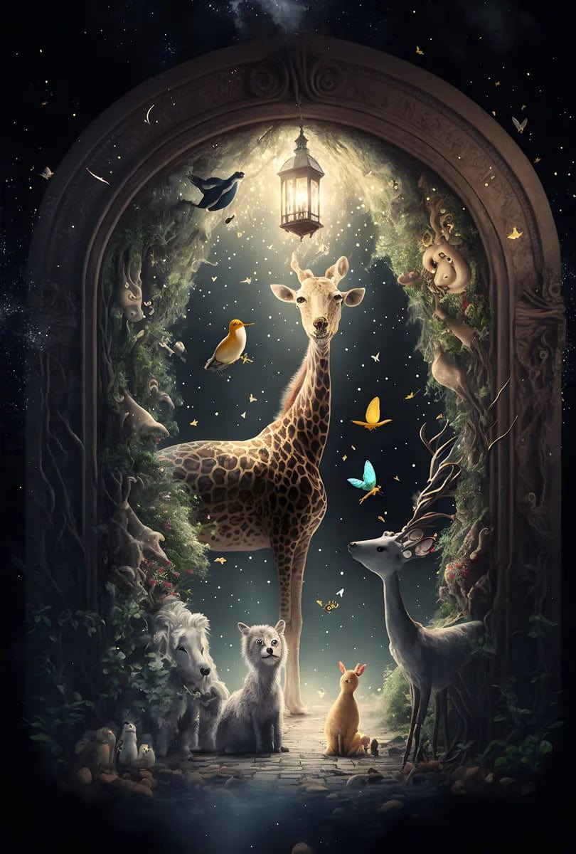 Tapet textil pentru camera copilului "Beautiful giraffe" -  1,5 X 2,2 m