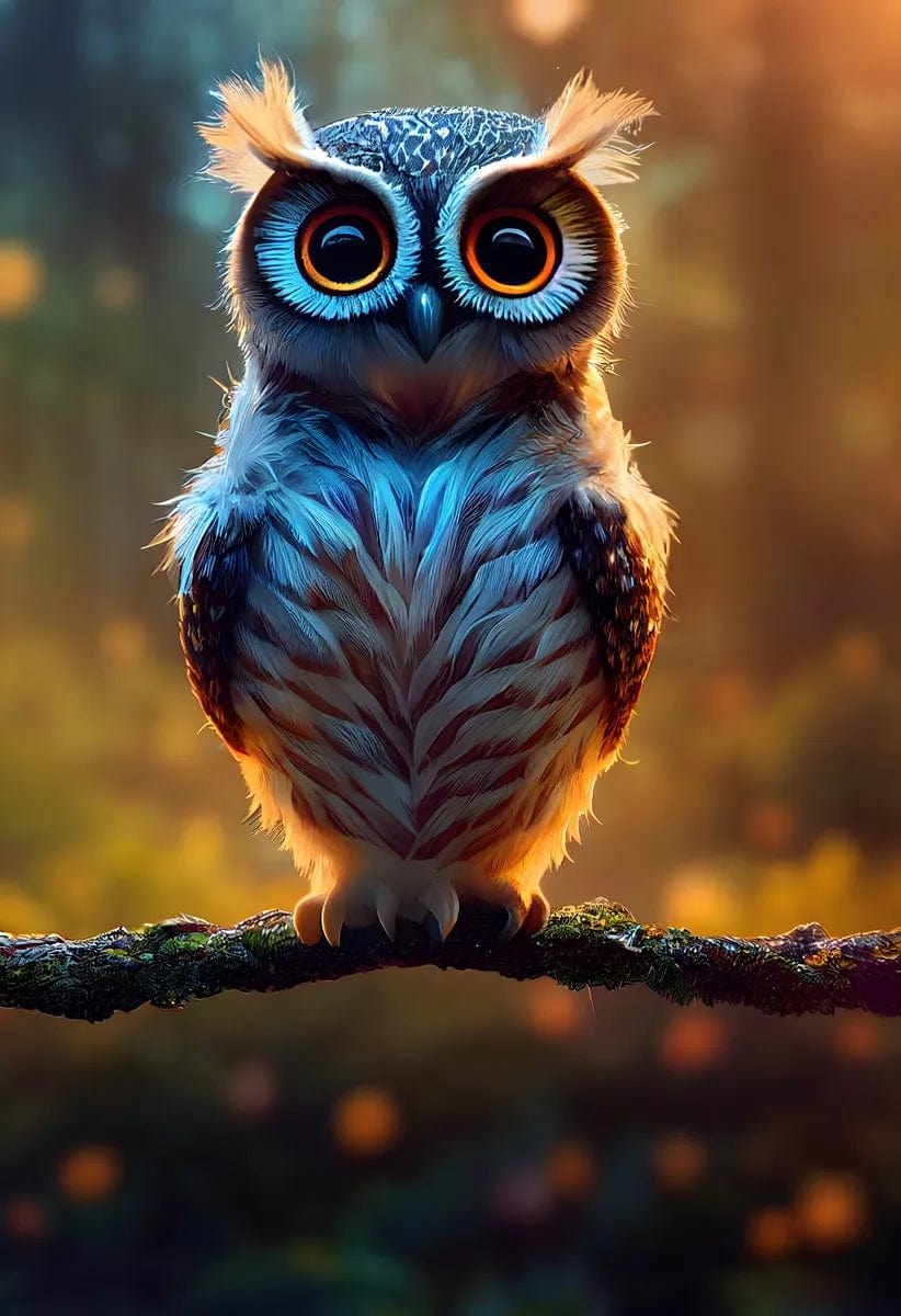 Tapet textil pentru camera copilului "Big eyes owl" -  1,5 X 2,2 m