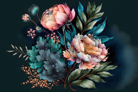 Tapet textil 1,5 X 2,2 m "Buchet floral abstract"