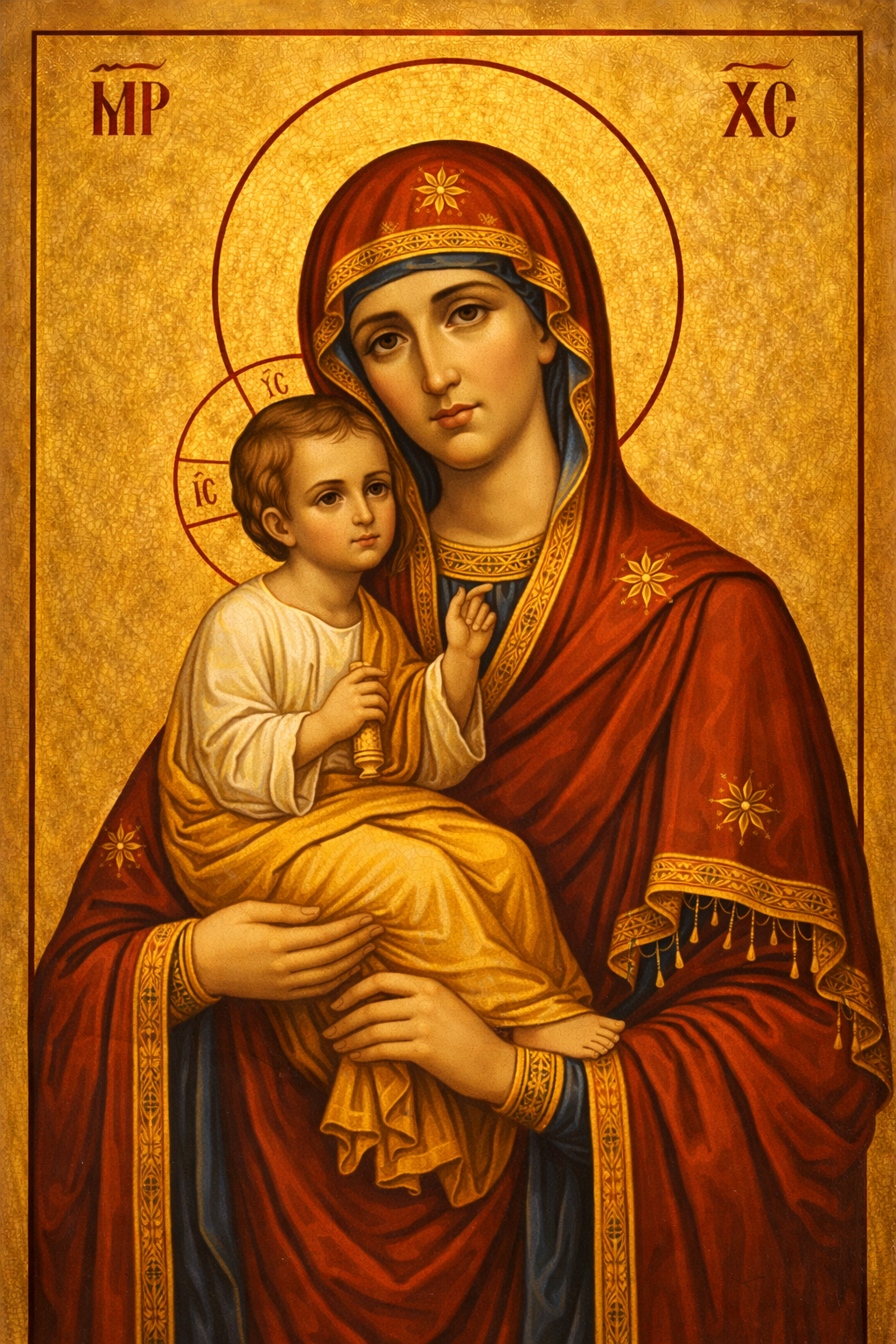 Icoana pe panza - Maica Domnului cu Pruncul - Zibo.ro