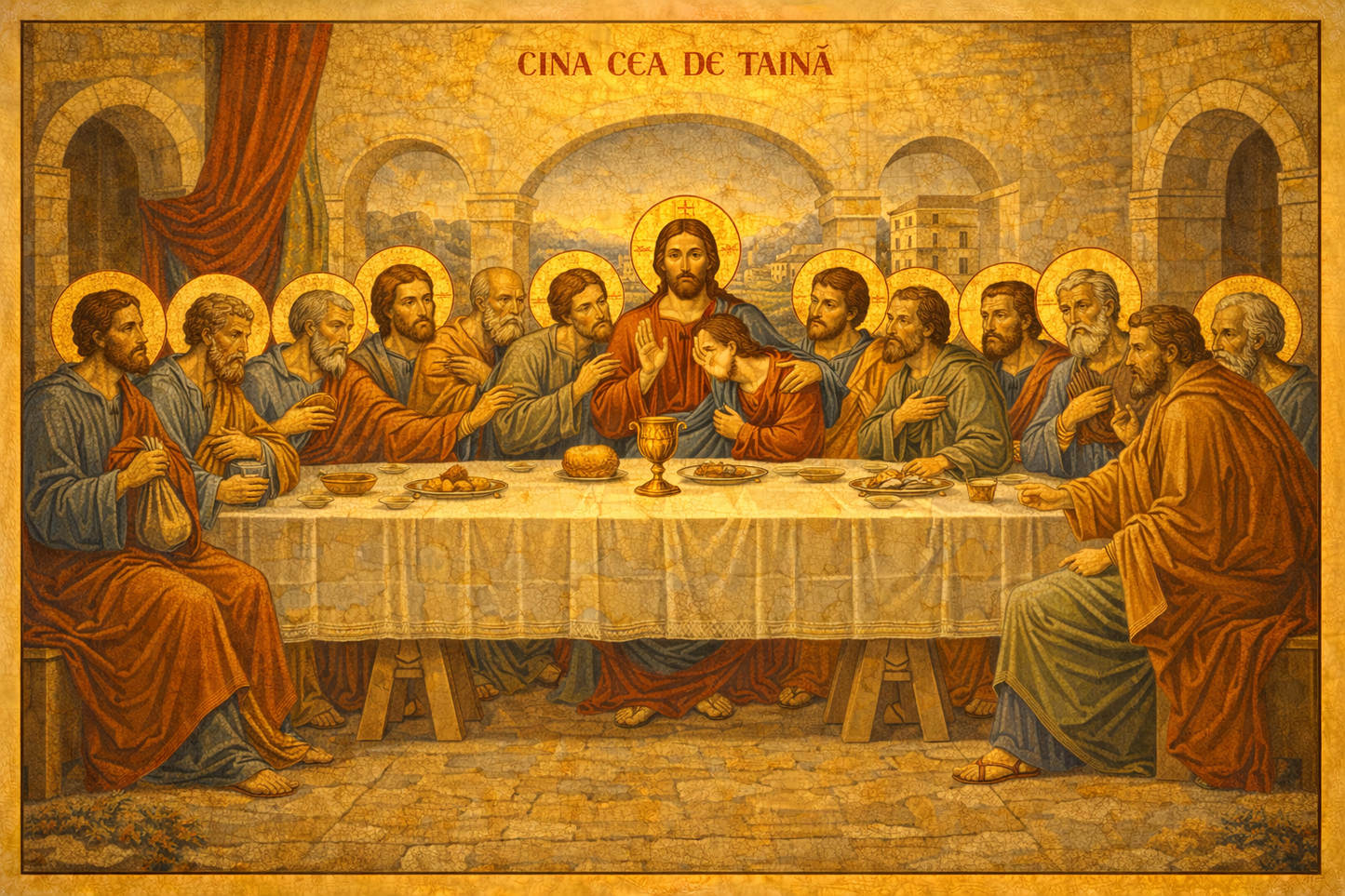 Icoana pe panza - Cina cea de Taina in stil bizantin - Zibo.ro