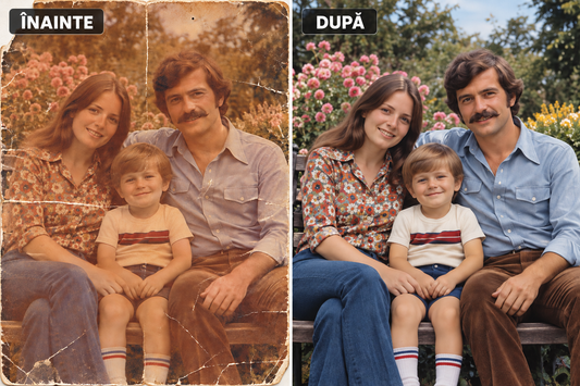 Tablou cu fotografia ta veche restaurata cu Zibo AI
