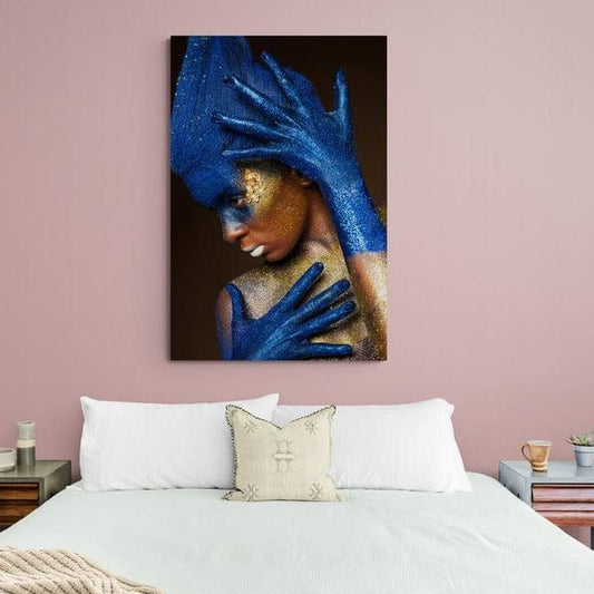 Tablou Canvas - Femeie senzuala pe albastru 3 - Zibo.ro