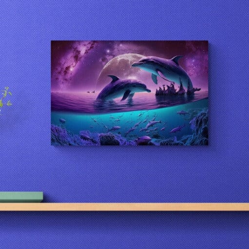Tablou Canvas - Dolphins in the Night - Zibo.ro