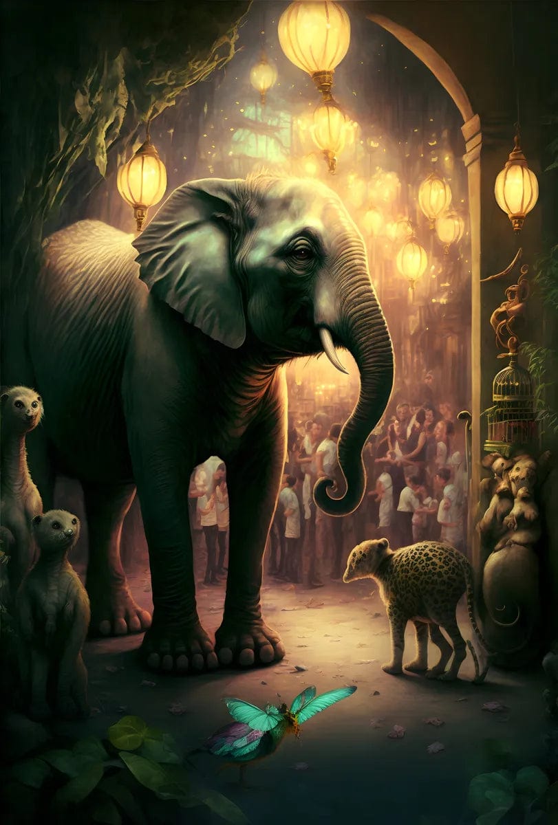 Tapet textil pentru camera copilului "Fantasy elephant" - 1,5 X 2,2 m