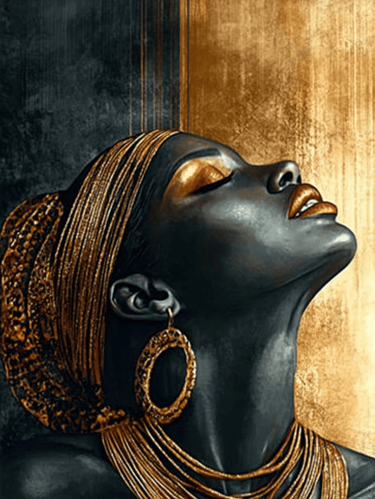 Tablou Canvas - Femeie africana cu parul, buzele si cerceii de aur
