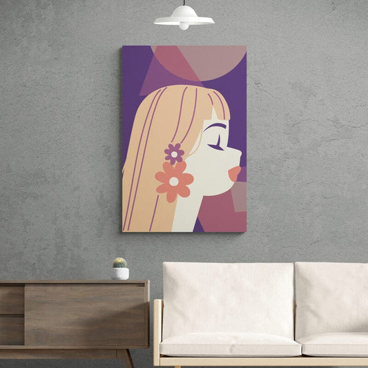 Tablou canvas - Femeie cu cercei in forma de floricele