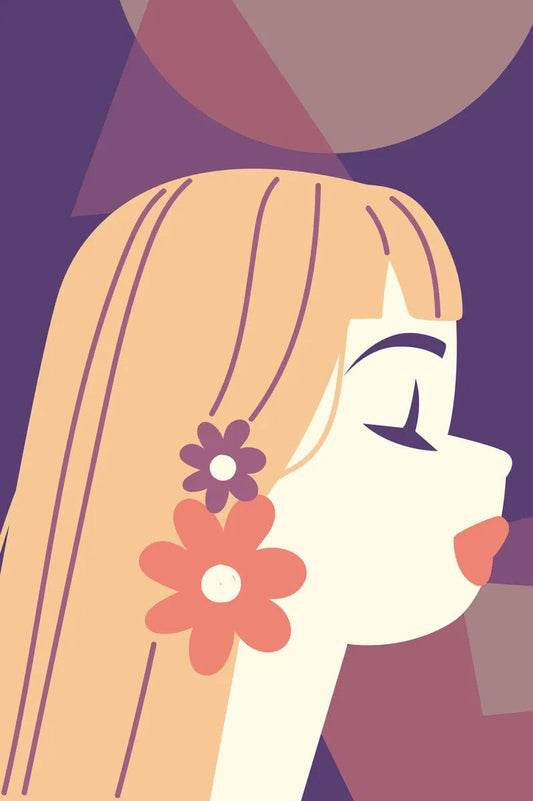 Tablou Canvas - Femeie cu cercei in forma de floricele