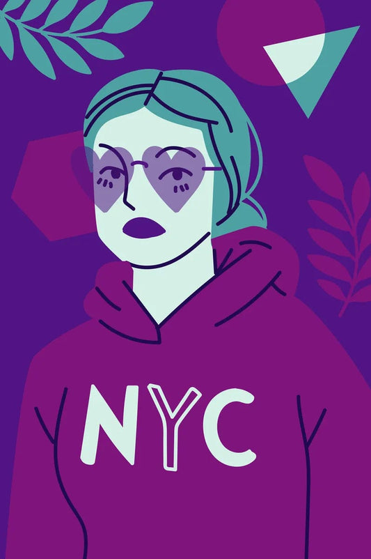 Tablou Canvas - Femeie cu Hanorac NYC