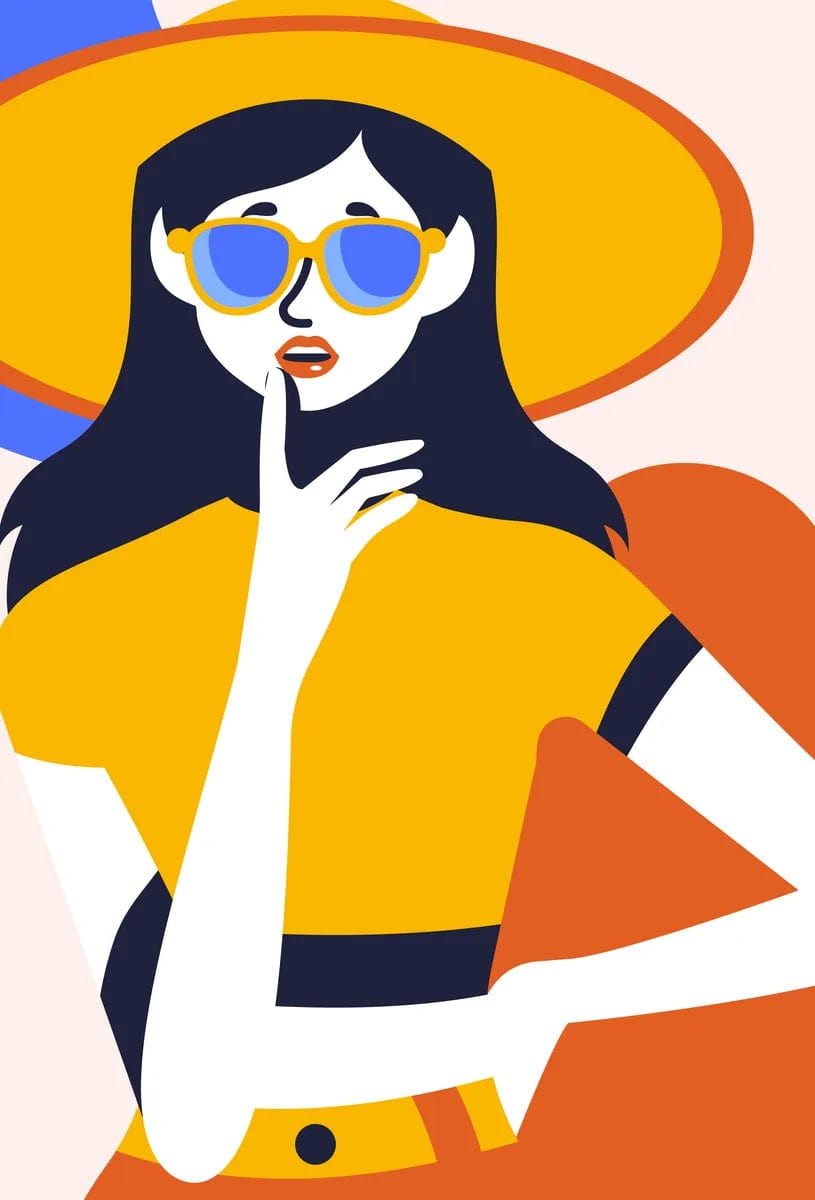 Tablou Canvas - Femeie cu palarie de plaja