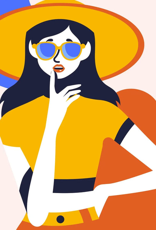 Tablou Canvas - Femeie cu palarie de plaja