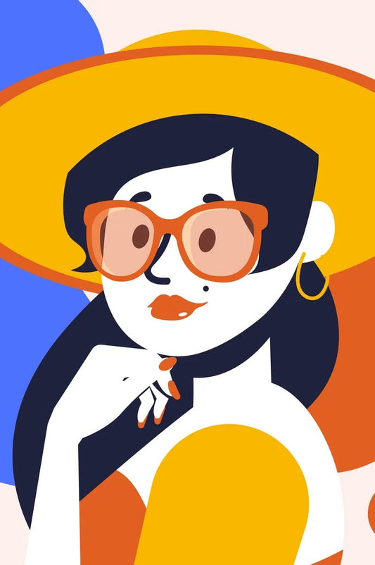 Tablou Canvas - Femeie pe fundal albastru si portocaliu