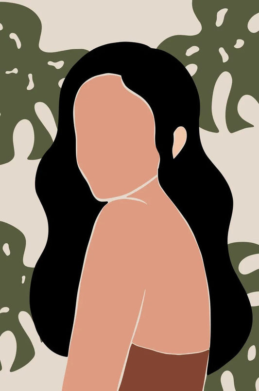 Tablou Canvas - Femeie pe Fundal cu Frunze