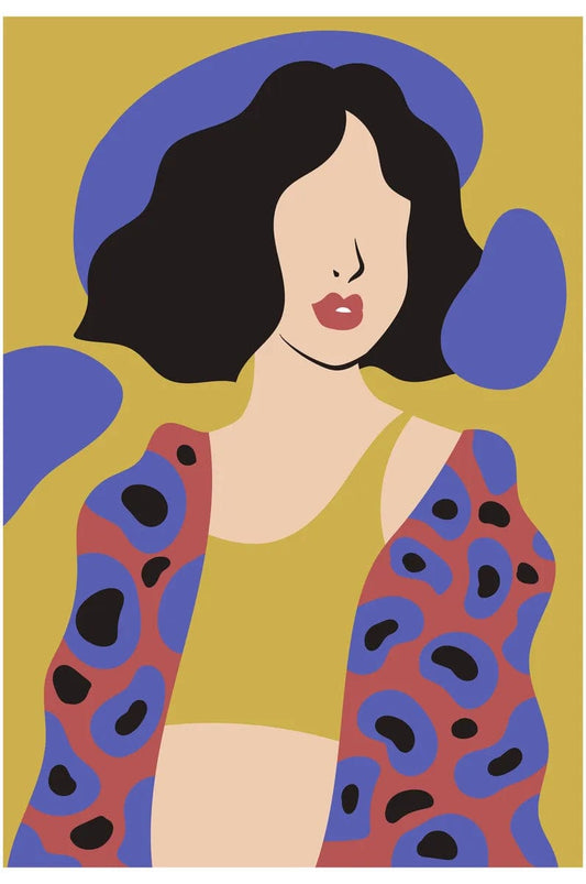 Tablou Canvas -Femeie pe fundal galben