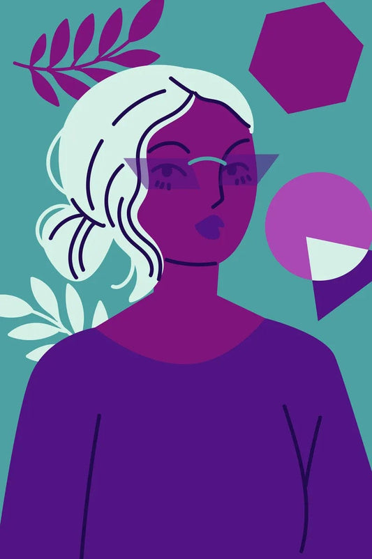 Tablou Canvas - Femeie pe fundal turcoaz