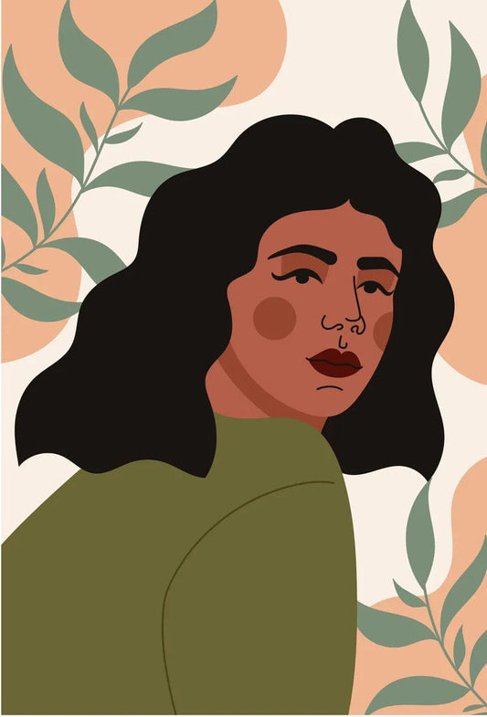 Tablou Canvas - Femeie pe Fundal Verde si Roz