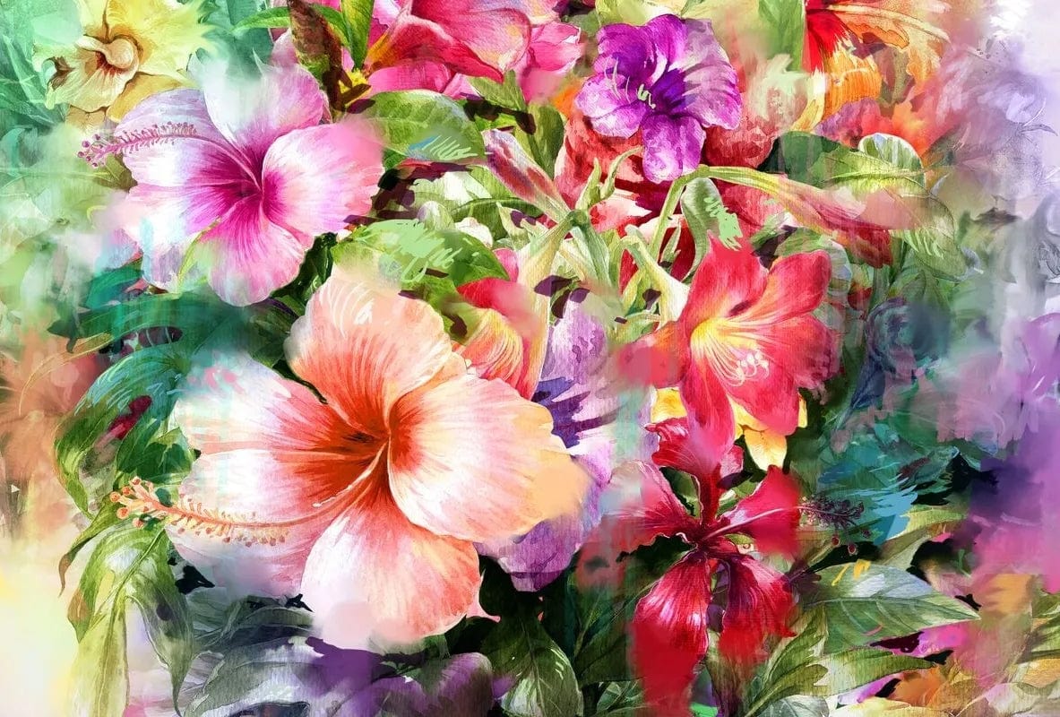 Tapet textil 1,5 X 2,2 m "Flori in acrilic"