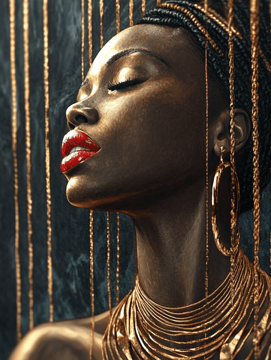 Tablou Canvas - Femeie Africana cu Buze Rosii