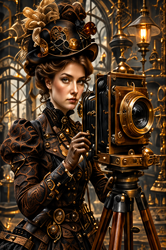 Tablou decorativ - Fotografa cu Aparat de Alama - Zibo.ro