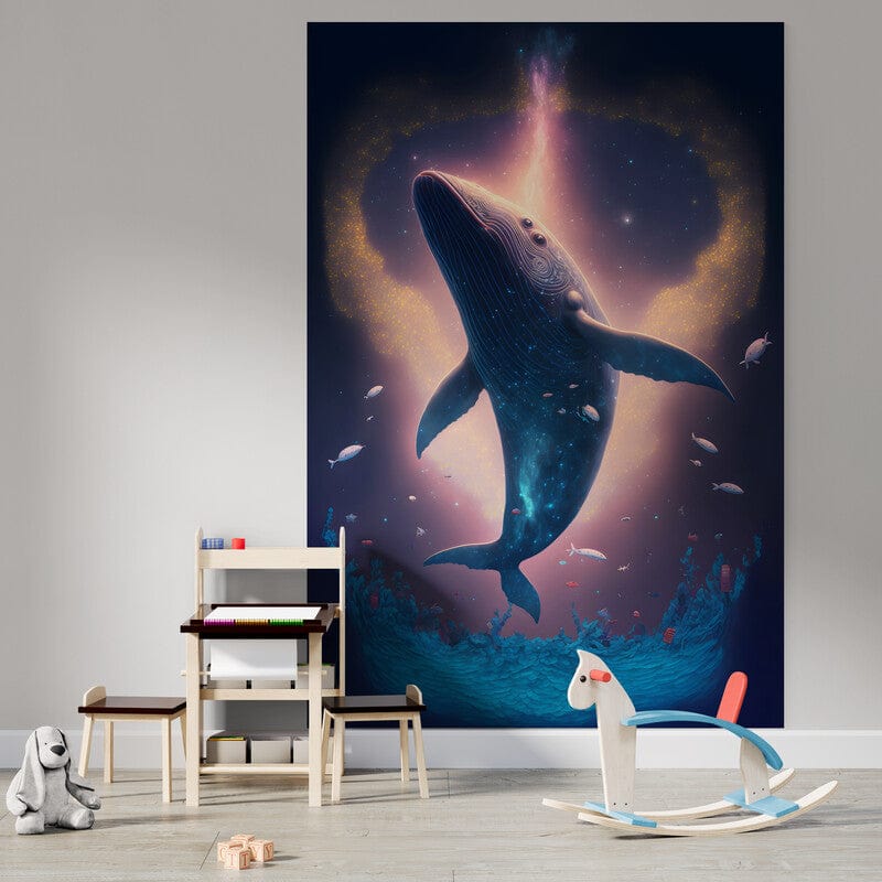 Tapet textil pentru camera copilului "Galaxy whale" - 1,5 X 2,2 m