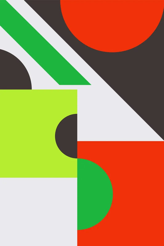 Tablou Canvas - Geometric Abstract Rosu Verde Negru