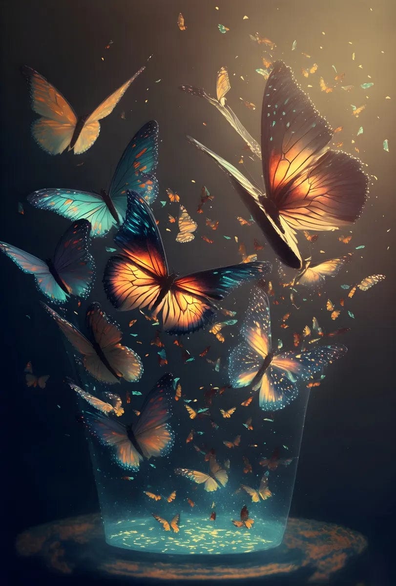 Tapet textil pentru camera copilului "Glowing butterflies" - 1,5 X 2,2 m
