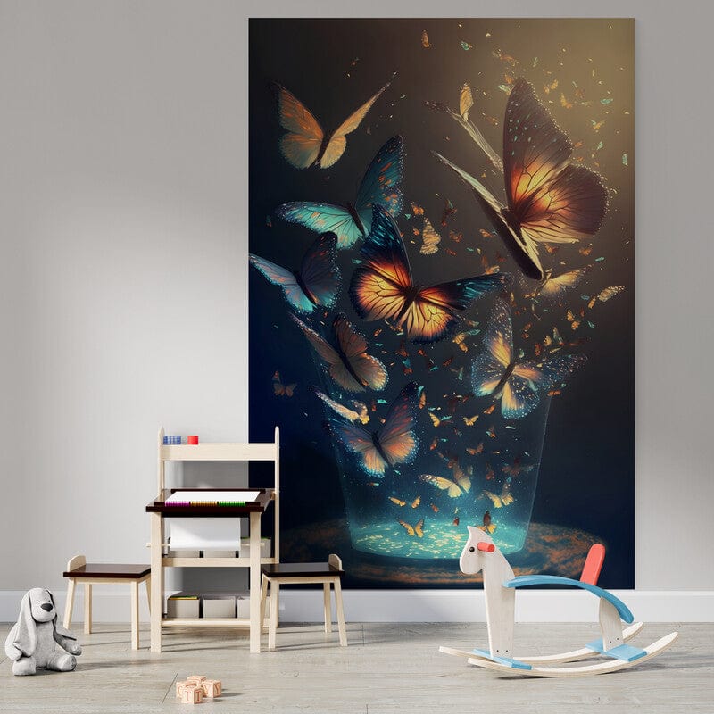 Tapet textil pentru camera copilului "Glowing butterflies" - 1,5 X 2,2 m