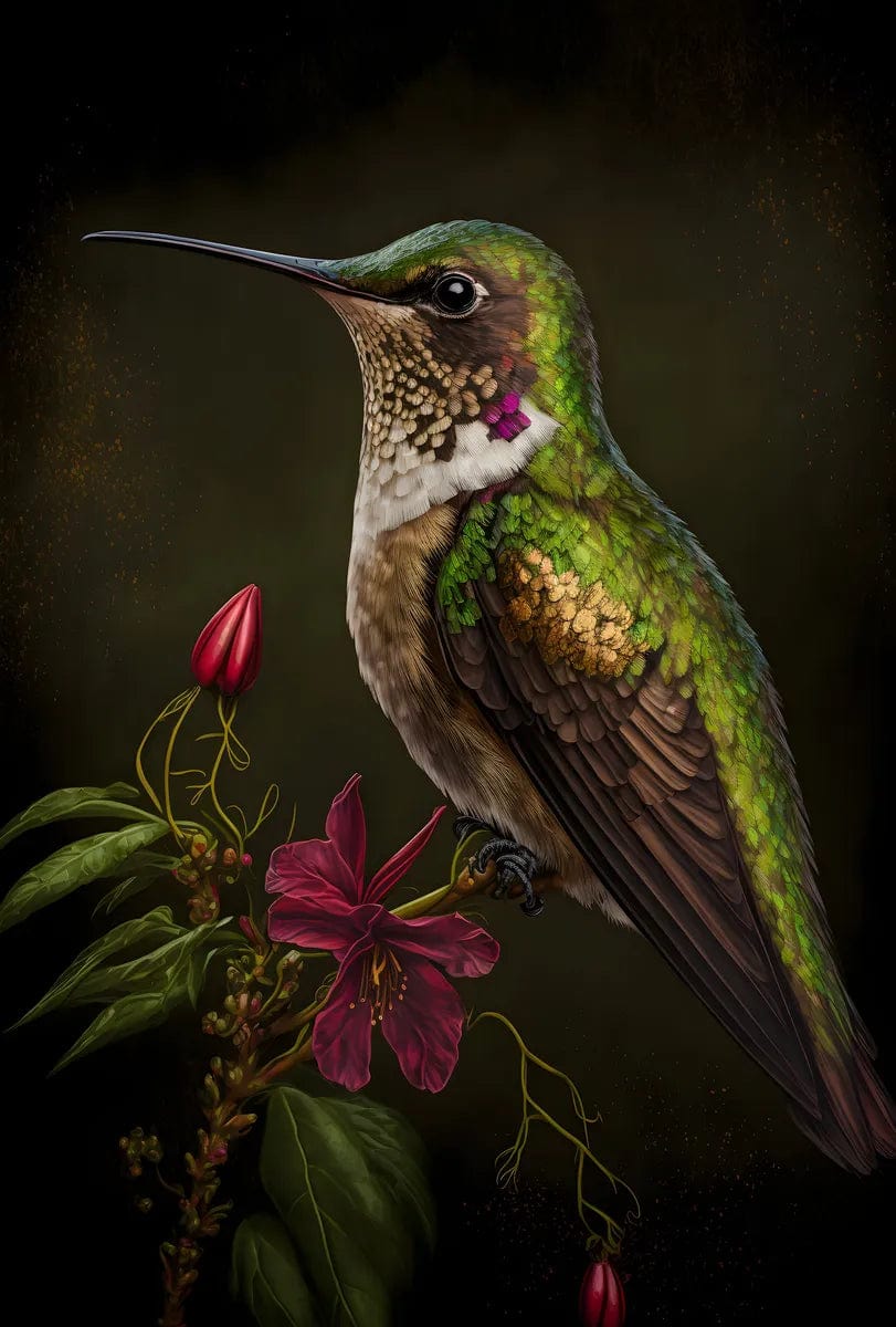 Tapet textil pentru camera copilului "Hummingbird on a flower" - 1,5 X 2,2 m