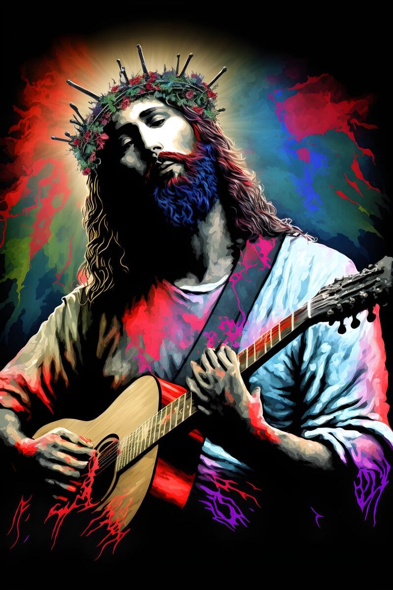 Tablou Canvas - Isus cu Chitara