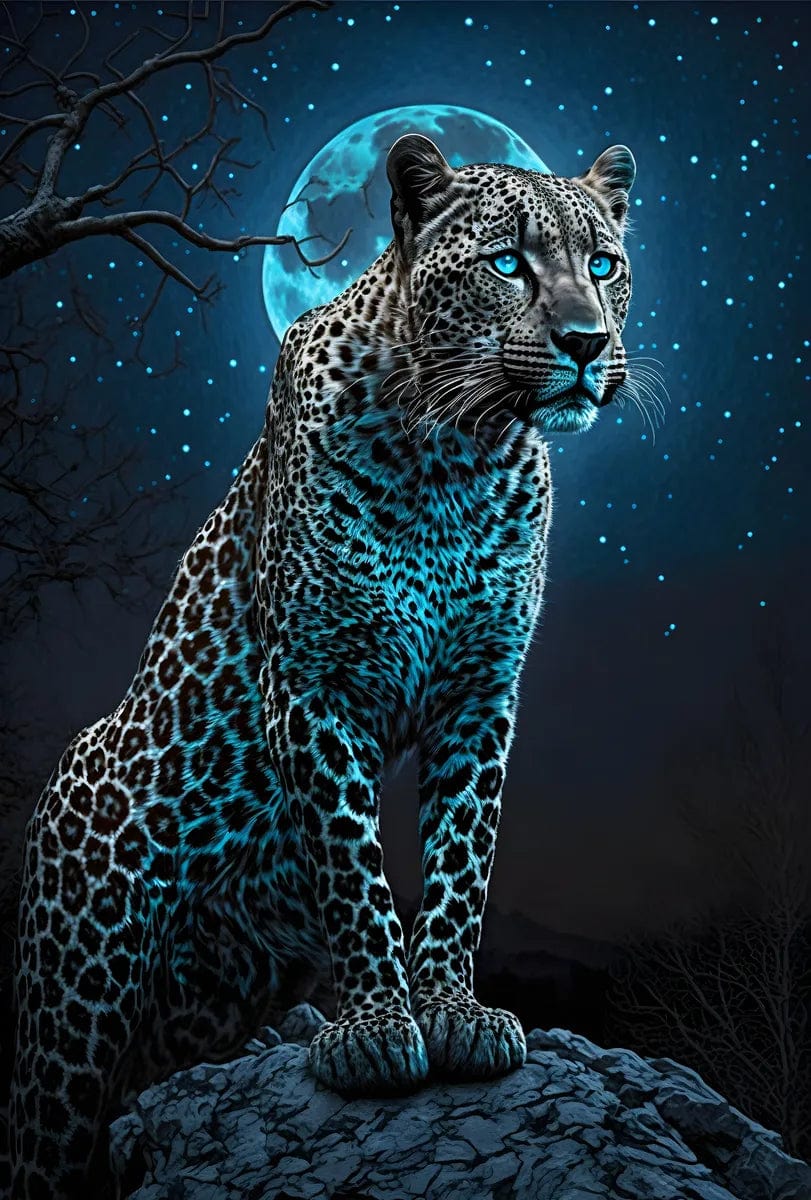 Tapet textil pentru camera copilului "Leopardul la lumina lunii" -  1,5 X 2,2 m