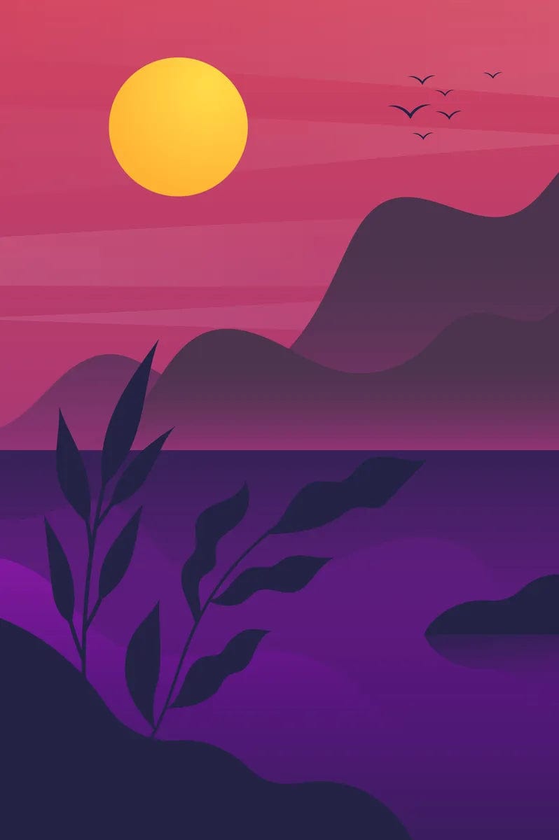 Tablou Canvas - Peisaj Abstract cu Lac Mov