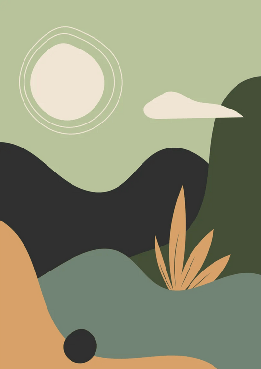 Tablou Canvas - Peisaj Abstract cu nuante de verde