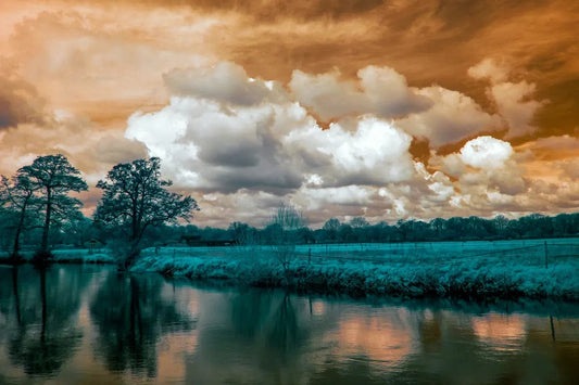Tablou Canvas - Peisaj Turcoaz si Portocaliu